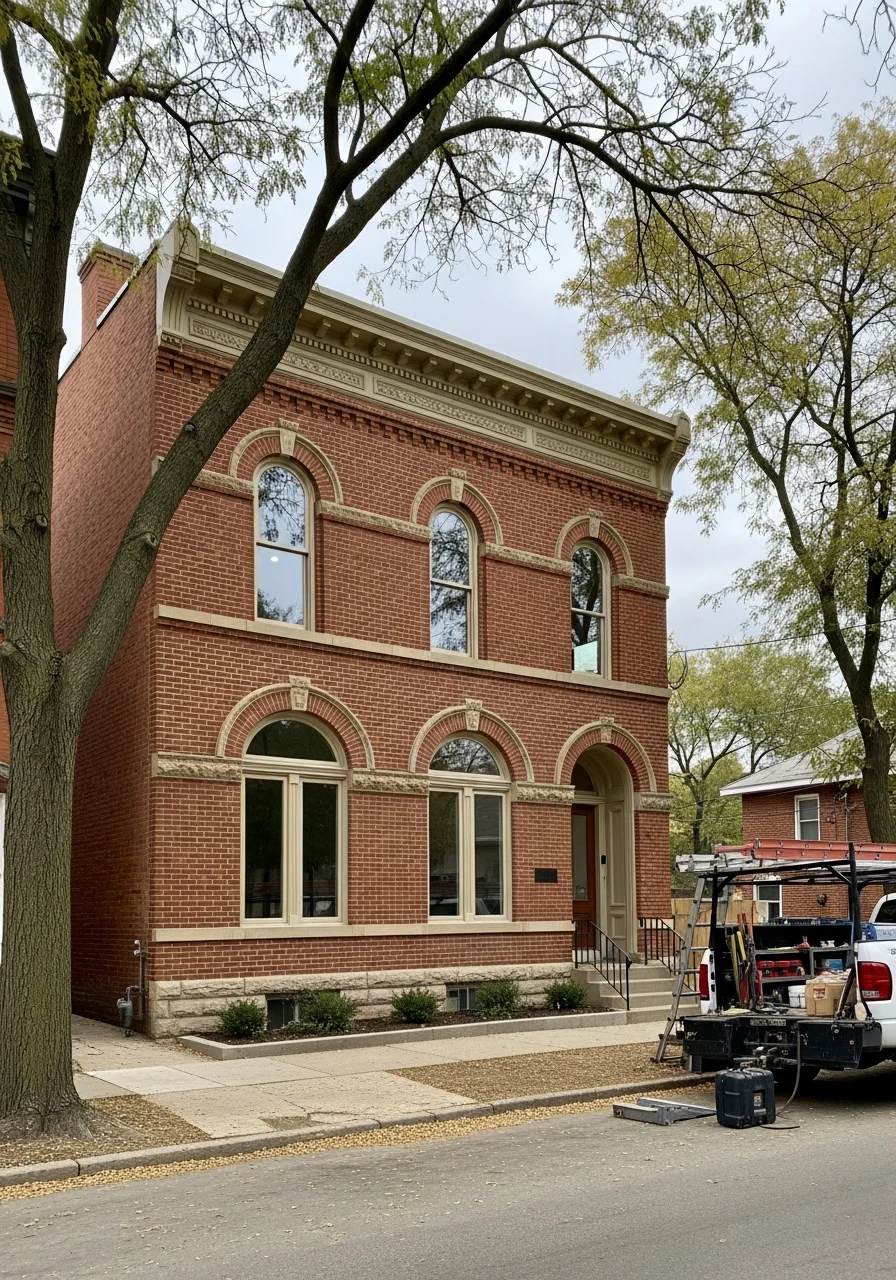 Historic Victorian home in Grand Rapids with detailed architecture and mature landscaping.