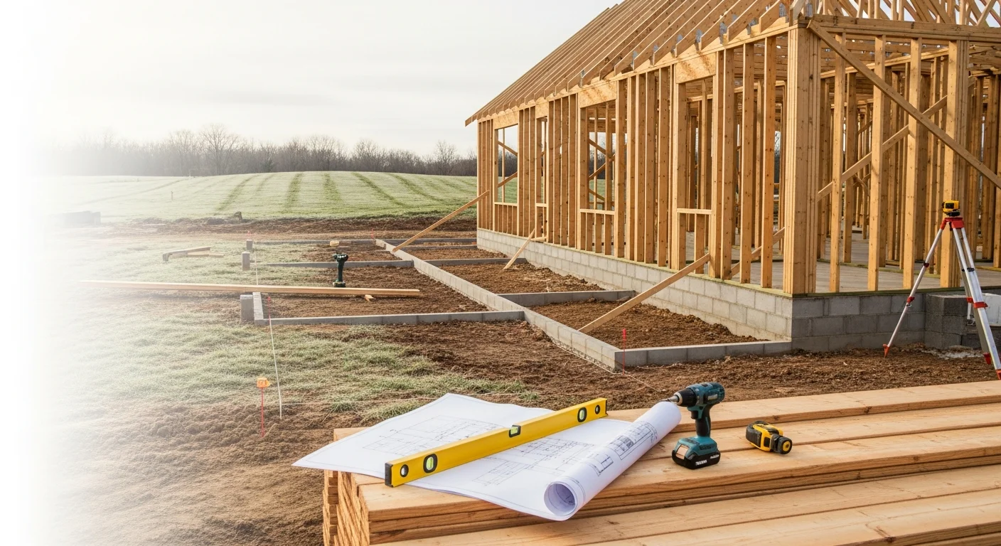 A newly completed custom home in Niles, MI with a covered front porch, clean exterior siding, and a landscaped lot. The home reflects a single-family residential build by a local general contractor in southwest Michigan.
